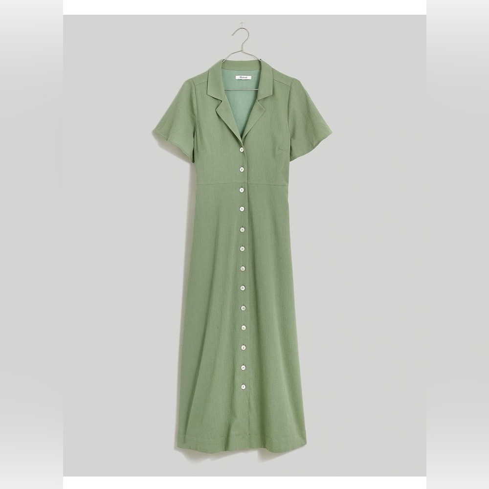 Madewell crinkle cotton button -front midi dress